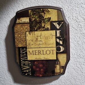 Vintage Merlot Wine Wood Wall Art Plaque 2 Bundle
